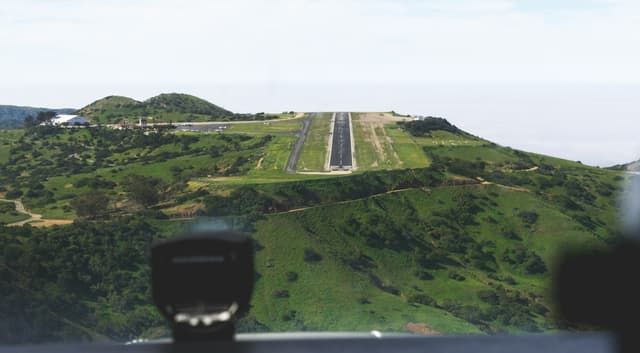 View from the cockpit of an aircraft landing at Catalina Airport