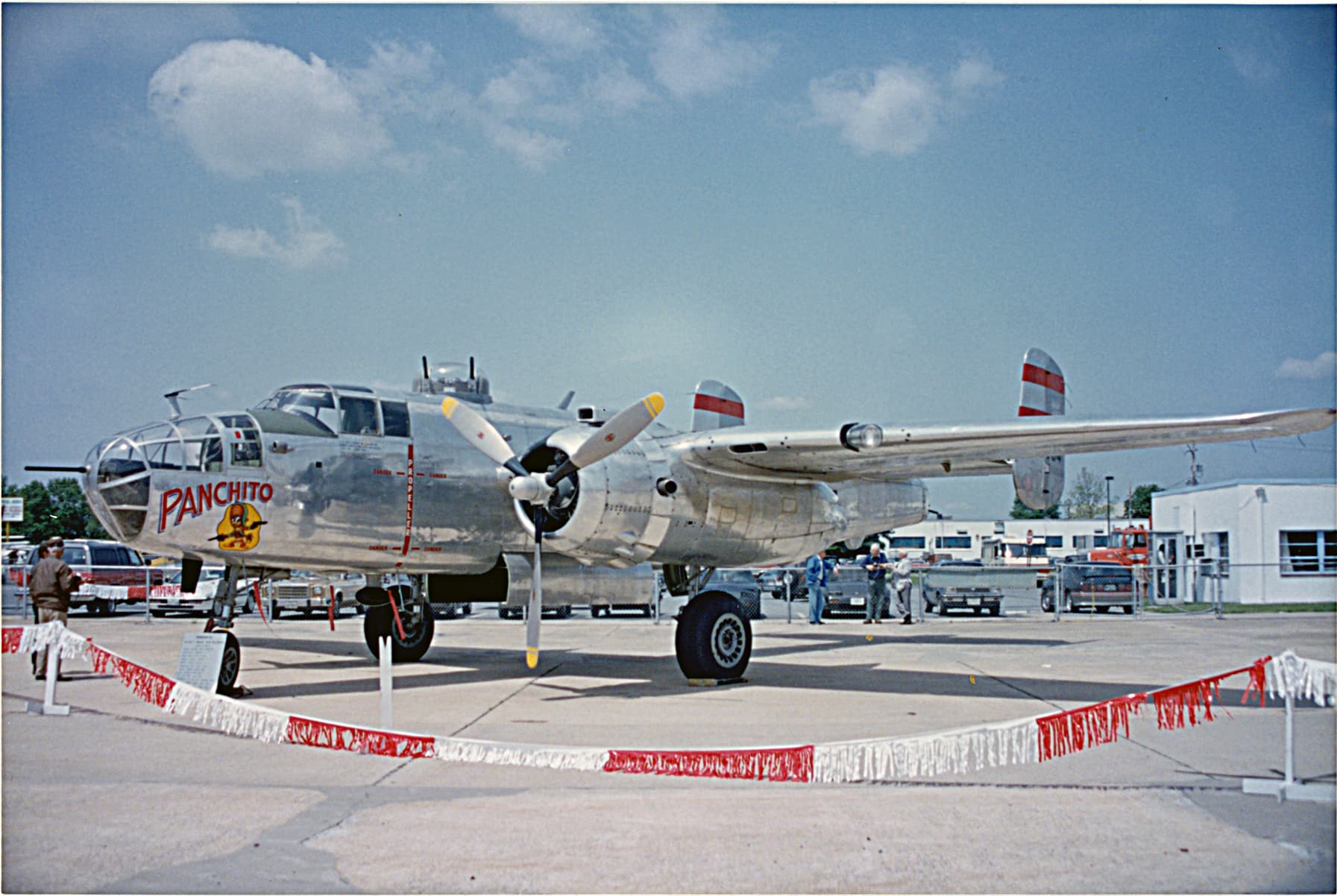 B-25J aircraft with the name 'Panchito' painted on the nose