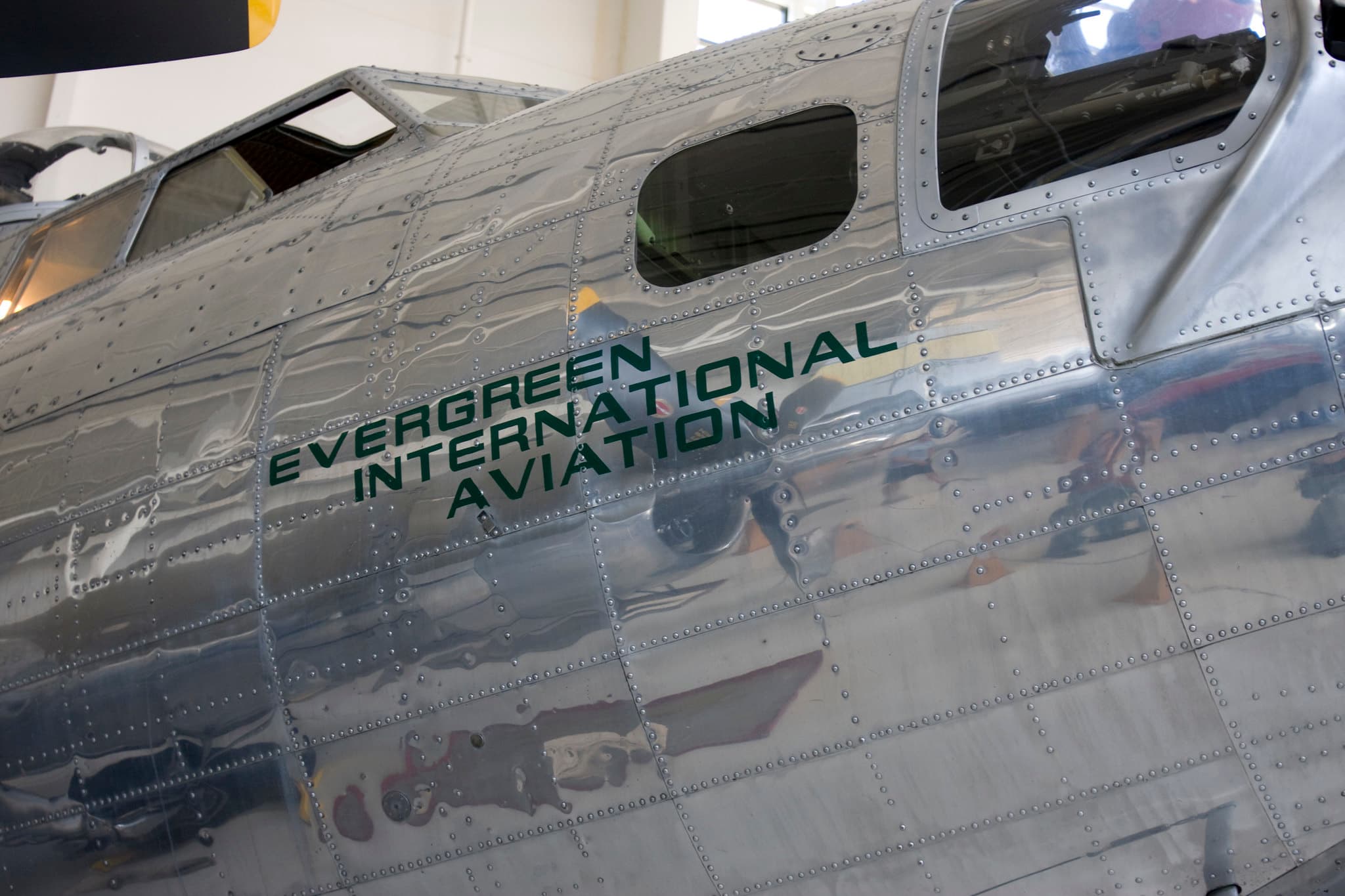 Vintage aircraft with 'Evergreen International Aviation' written on the side