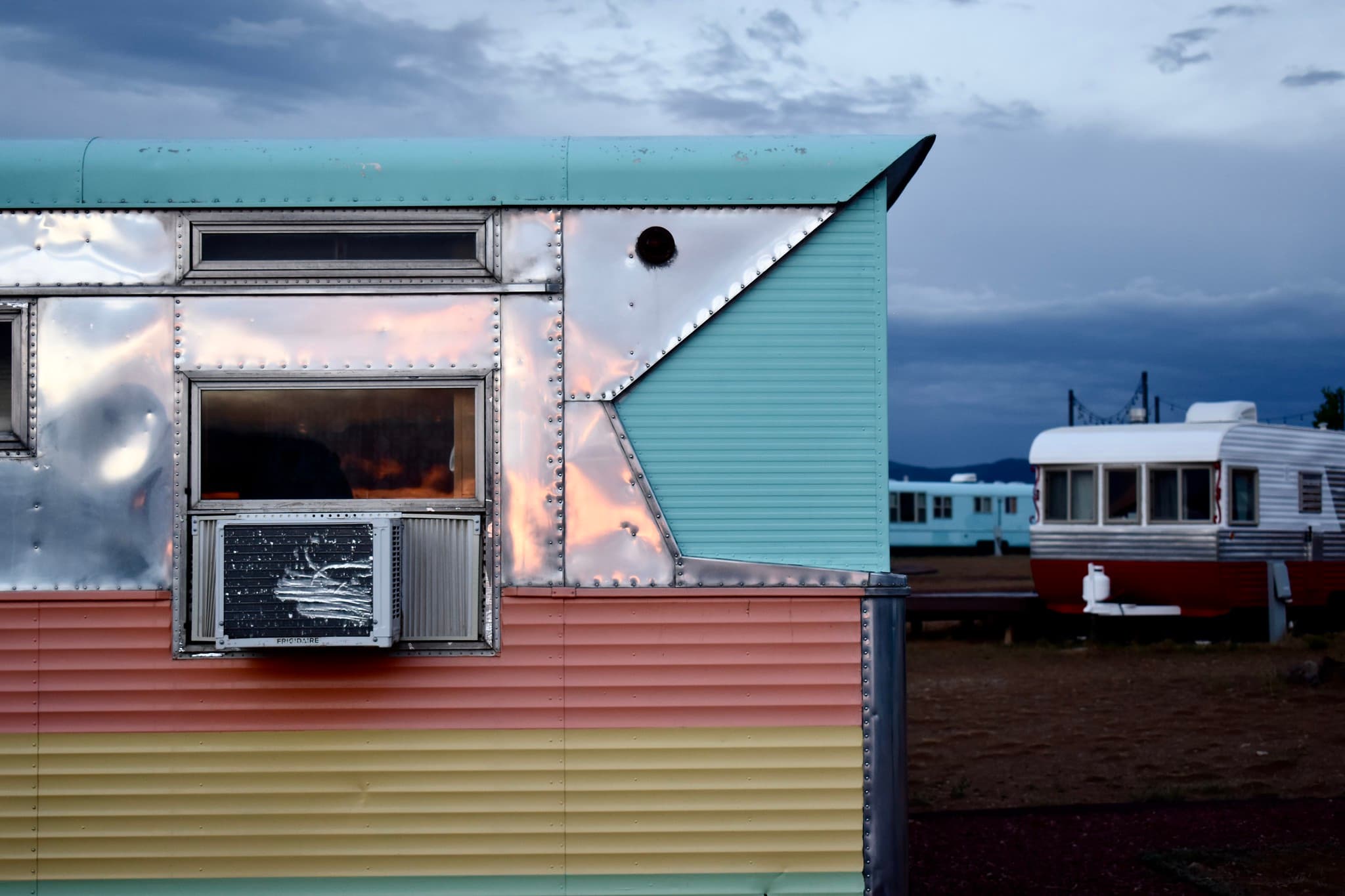 Exterior view of a colorful trailer