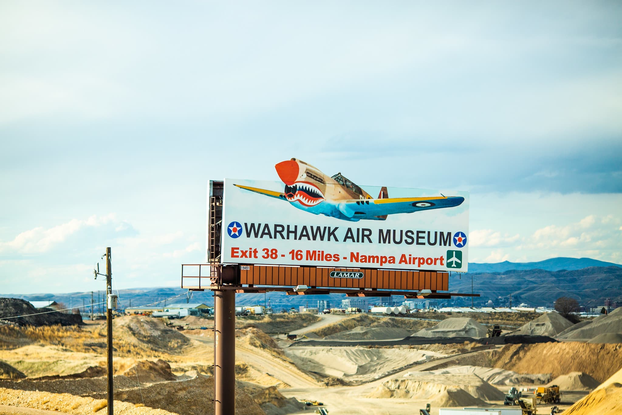 Billboard advertising the Warhawk Air Museum